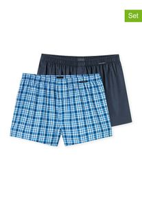 Schiesser 2-delige set: boxershorts donkerblauw/lichtblauw - 49% |