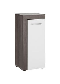 Welltime , Unterschrank »Mestre«, Badezimmerschrank mit Umrahmung - (B/T/H) 36/31/81 cm , weiß/eichefarben rauchsilber