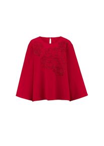 Alba Moda , Schlupfbluse »Bluse Bluse mit Perlenmotiv« , rot , 40 , 40 , Rundhalsausschnitt