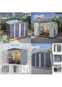 Outdoor Storage Shed 6x8 Feet - Metal Garden Shed with Frame Floor, Lockable Hinged Doors, Waterproof Storage