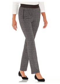 Damen Schlupfhose in Jacquard-Qualit&auml;t in schwarz-steingrau-meliert ,Gr&ouml;&szlig;e 36, WITT, 77% Polyester, 20% Viskose, 3% Elasthan