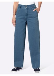 unisex Jeans mit weitem Bein in blue-bleached ,Größe 38, WITT, 81% Baumwolle, 17% Polyester, 2% Elasthan