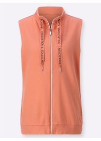 Dames Shirtvest in riblook in papaya ,maat 40, WITT, 100% Katoen