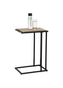 Beistelltisch , Schwarz, Eichefarben , Metall, Holzwerkstoff , rechteckig , Flachrohr , 30x60x40 cm , Wohnzimmer, Wohnzimmertische, Beistelltische,