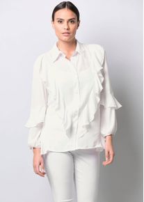 Bluse mit Volant in offwhite - Alba Moda