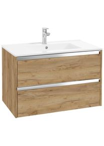 Mid.you Waschtischkombi , Eichefarben , Metall , 2 Schubladen , 80 cm , hängend , Badezimmer, Waschbecken & Armaturen, Waschtische