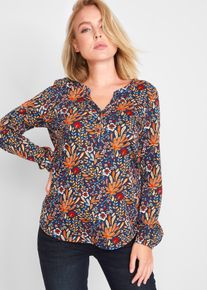 bonprix Tunika shirtowa z nadrukiem, długi rękaw, pomarańczowy, 48/50