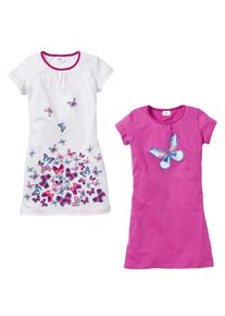 bonprix Cămaşă de noapte din bumbac 100% (set/ 2 buc.), alb, 140/146