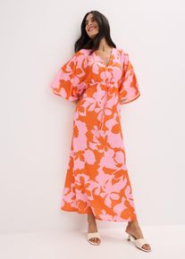 bonprix Mujer, Vestido largo de satén vaporoso, púrpura, 44