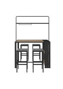 Ambia Garden Gartenbarset , Grau, Dunkelgrau, Teakfarben , Holz, Metall , 5-teilig , Eukalyptusholz , Hartholz , Füllung: Komfortschaum , 145x208x80