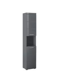 Welltime, Hochschrank &raquo;Avena&laquo; Badschrank mit 2 T&uuml;ren & 1 Fach - (B/T/H) 37/31/190 cm, grau/grau Hochglanz, grau matt -B/H/T: 37 cm x 190 cm x 31 cm, 