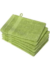 Dyckhoff , Waschhandschuh »Planet«, (Set, 6 tlg.), 450 g/m², aus reiner Baumwolle, trocknergeeignet , grün