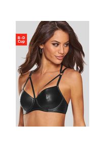 Petite Fleur Gold , Schalen-BH aus Lederimitat mit aufregenden Bänderdetails, Reizwäsche, Dessous , schwarz , Cup B , 80 -Cup B , 80 ,...