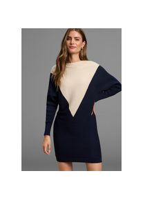 Laura Scott , Strickkleid, zweifarbig, aus weicher Baumwollmisch-Qualität , navy-creme , N-Gr , 36 -N-Gr , 36 , Strickkleid im lässigen...