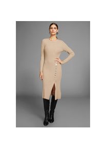 HECHTER PARIS , Strickkleid mit Zierknopfleiste , beige-melange , N-Gr , 40 -N-Gr , 40 , Elegantes Strickkleid von HECHTER PARIS