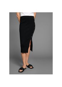 HECHTER PARIS , Strickrock, mit modischer Knopfleiste , schwarz , 46 , 46 , Figurbetonter Strickrock