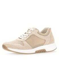Gabor Rollingsoft, Damen, Keilsneaker , Freizeitschuh, Halbschuh, Schn&uuml;rschuh im sommerlichem Materialmix, hellbeige, 43, hellbeige, Basic Keilsneaker
