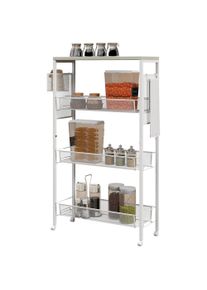 HOMCOM Niche Cart Multifunctional Cart Kitchen Cart, 3 Shelves, Hook, 58 cm x 18.5 cm x 87 cm, White | Aosom Ireland