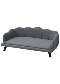 PawHut Pet Sofa for Medium And Large Sized Dog With Extra Cushion Solid Wood Legs Grey | Aosom Ireland