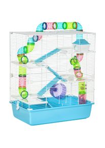 PawHut Hamster Cage w/ Water Bottle, Exercise Wheel, Tubes, Ramps - Light Blue | Aosom Ireland
