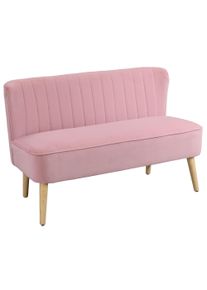 HOMCOM 2-Seater Fabric Sofa Upholstered Sofa Double Sofa Seating Furniture Lounge Sofa Wood Velvet-like Polyester Foam Pink 117 x 56.5 x 77 cm | Aosom Ireland