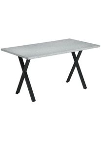 HOMCOM Dining Table, Kitchen Table, Stone Effect Tabletop, Steel Legs, 140 x 80 x 76 cm | Aosom Ireland
