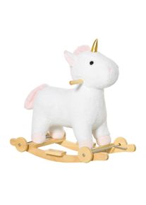HOMCOM 2-IN-1 Rocking Horse with Wheels Plush Rocking Toy Baby Swing Toy White 63 x 38 x 63 cm | Aosom Ireland