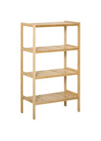 HOMCOM Shelf Bookshelf 4-Tier Bamboo Shelf Office Shelf Storage Rack Kitchen Shelf for Bathroom Kitchen Living Room Bedroom Bamboo Natural 62 x 33 x 112 cm | Aosom Ireland