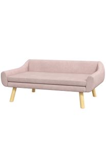 PawHut Pet Sofa Dog Sofa, Scandinavian Design, Removable Cushion, Velvet Look, 102 cm x 58.5 cm x 42.5 cm, Pink + Natural | Aosom Ireland