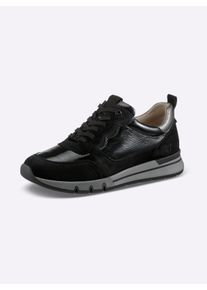 Caprice Dames Sneaker met elastiek opzij in zwart ,maat 37, Witt, 50% Lakleer, 40% Suède, 10% Glad leer