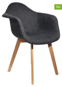 THE HOME DECO FACTORY 2-delige set: armstoelen zwart - (B)62 x (H)84
