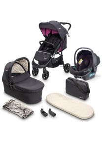 BABYGO , Kombi-Kinderwagen »Style - 3in1« inkl. Babyschale mit Adaptern u. Wickeltasche , purple