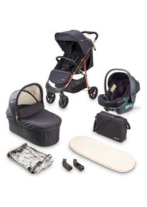 BABYGO , Kombi-Kinderwagen »Style - 3in1« inkl. Babyschale mit Adaptern u. Wickeltasche , rosegold/black