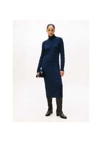 Tommy Hilfiger , Strickkleid »SOFT WOOL CABLE ROLL-NK LS DRESS«, mit Zopfmuster, aus reiner Wolle , Dark Night Navy , N-Gr , M (38) -N-Gr , M (38)...
