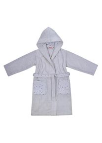 Wörner Wörner , Kinderbademantel »Sterne«, mit Stickerei, mit Taschen, maschinenwaschbar, trocknergeeignet , hellgrau , Obermaterial: 100% Baumwolle , 140...