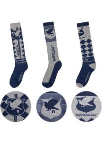 Cinereplicas, Socken, Set of 3 Ravenclaw knee high socks - Harry Potter CR1643, (3er Pack, 35 - 40)