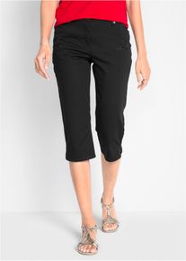 bonprix Női Slim Fit farmer, Mid Waist, r&ouml;vid&iacute;tett, fekete, 48