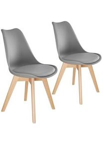 TecTake GmbH tectake Conjunto de sillas de comedor Federica - gris, Juego de 2 - 406093