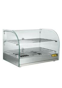 Buffalo Vitrina calienta bisontes modelo sobremesa de 376x554x376mm con 45 litros y cristal perimetral.