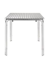 Mesa bistro Bolero cuadrada de acero inoxidable con 4 patas de aluminio 700x700x720mm