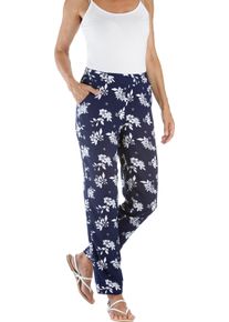 Dames Broek met bloemenprint nachtblauw/wit bedrukt Maat 24