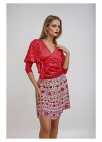 MONKI Rok rood/grijs - 66% | Maat: XS |