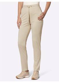 Heine Dames Jogpants met verhoogde comfortband in zand ,maat 50, Witt, 70% Viscose, 25% Polyamide, 5% Elastan