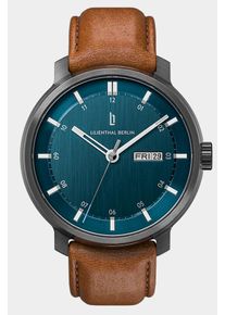 Men's Automatic Watch &ndash; Dark Silver Blue - Brushed Steel Case, Sapphire Glass, Leather Strap - 42h Power Reserve, 42mm , Japanese Automatic Movement -