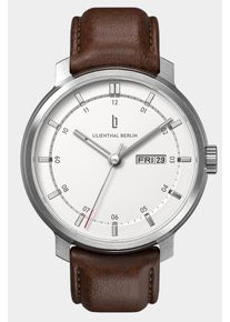 Men's Automatic Watch &ndash; Silver White - Brushed Steel Case, Sapphire Glass, Leather Strap - 42h Power Reserve, 42mm , Japanese Automatic Movement -