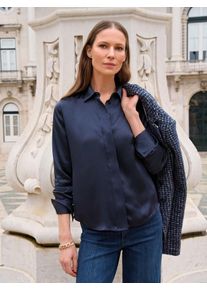 Fadenmeister Berlin - Bluse, blau, Gr. 46, Seide