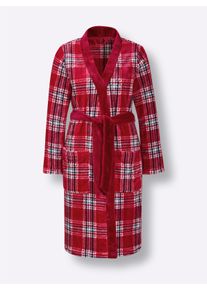 feel good Dames Badjas in wit/rood/marine geruit ,maat 36/38, Witt, 100% Polyester