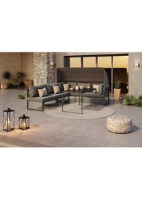 Ambia Garden Dining-Loungeset , Anthrazit , Metall, Glas, Textil , 4-teilig , Füllung: Polyester,Polyester , einzeln stellbar , U-Form , 213x67x70 cm