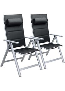 Casaria Gartenstuhl Hochlehner klappbar Bern Premium 2er-Set Silber Alu gepolstert & verstellbar