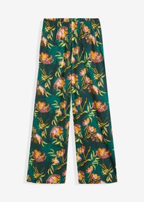 bonprix Mujer, Pantalón ancho de pijama de mezcla suave de viscosa, verde, 44/46